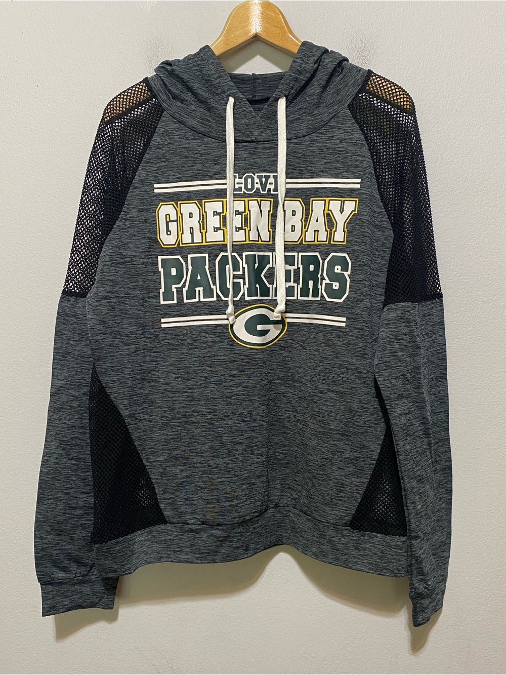 Green Bay Packers NFL TeensApparel Size XL 15/17 Long Sleeve Hoodie Mesh